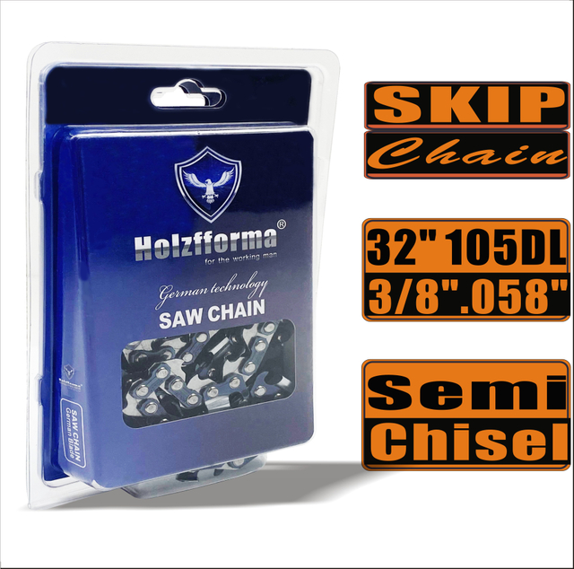 Holzfforma® Skip Chain Semi Chisel 3/8'' .058'' 32inch 105DL Chainsaw Saw Chain Top Quality German Blades and Links