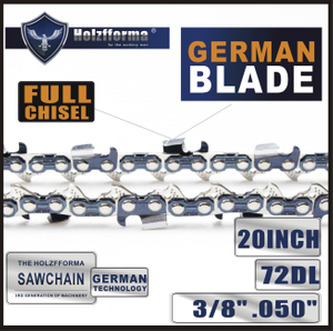 Holzfforma® 20 inch 3/8 .050 72DL Full Chisel Saw Chain German Blade For Many Chainsaws Replace Stihl 3676 005 0072, 33RS3-72, 3624 005 0072, Husqvarna 531300441, Oregon D72 72V072, 72LGX072G, 72EXL072