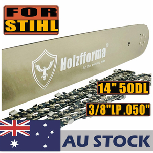AU STOCK only to AU ADDRESS - Holzfforma® 14 Guide Bar &Saw Chain Combo 3/8LP .050 50DL For Stihl MS170 MS180 MS181 MS190 MS191T MS192T MS200 MS200T MS210 MS211 MS230 MS250 017 018 020 021 023 025 Chainsaw 2-4 Days Delivery Time Fast Shipping For AU Customers Only
