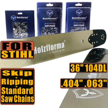 Holzfforma 36inch 404” .063” 104DL Guide Bar & Standard Chain & Ripping Chain & Skip Chain Combo For Stihl MS880 088 070 090 084 076 075 051 050 Chainsaw