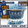 Holzfforma® 100FT Roll .325” .050\'\' Full Chisel Saw Chain With 40 Sets Matched Connecting links and 25 Boxes