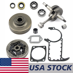 US STOCK - Crankshaft Crankcase Muffler Cylinder Gasket Grooved Ball Bearing Clutch Drum Chain Sprocket Combo For Stihl MS361 MS341 Chainsaw 2-4 Days Delivery Time Fast Shipping For US Customers Only