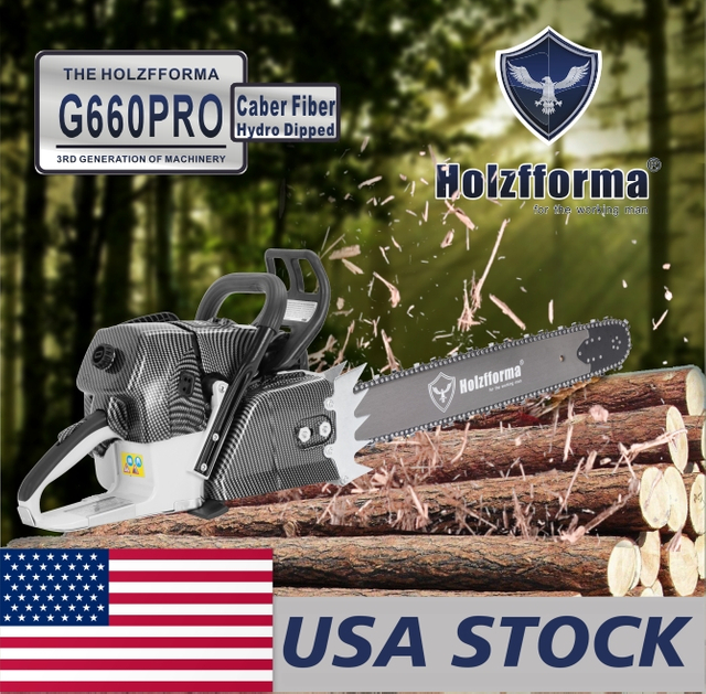 US STOCK - 92cc Holzfforma G660 PRO Top Grade Chainsaw Power Head With Walbro Carburetor Italy Tech Nikasil Cylinder Meteor Piston Caber Ring NGK Plug Tank Protective Guard Larger and Stronger Sprocket Cover 2-4 Days Delivery Time Fast Shipping For US Customers Only
