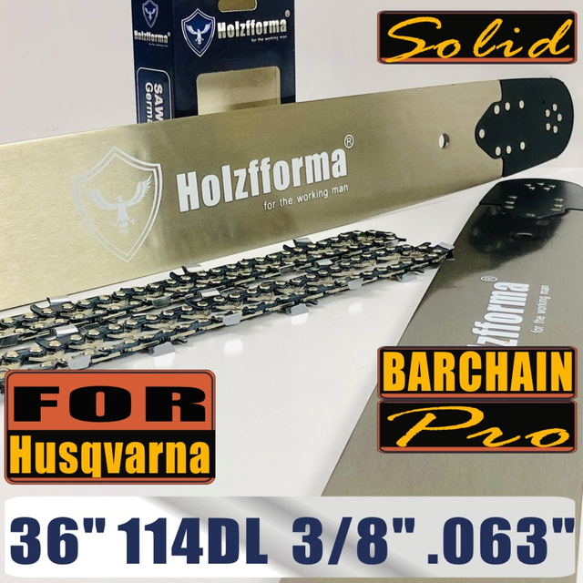 US STOCK - Holzfforma® Pro 36 Inch 3/8 .063 114DL Solid Bar & Full Chisel Chain Combo For Husqvarna 61 66 262 xp 266 268 272 xp 281 288 362 365 372 xp 385 390 394 395 480 562 570 575 3120 XP Chainsaw 2-4 Days Delivery Time Fast Shipping For US Customers Only