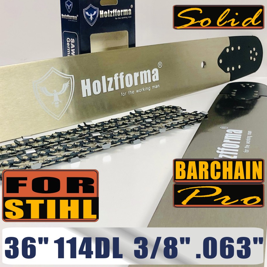 Holzfforma® Pro 36 Inch 3/8 .063 114DL Solid Bar & Full Chisel Chain Combo For Stihl MS440 MS441 MS460 MS461 MS660 MS661 MS650 066 065 064