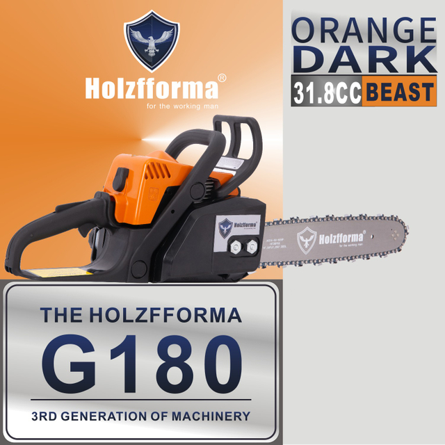 31.8cc Holzfforma® Blue Thunder G180 Gasoline Chain Saw Power Head Orange Black Color Only Without Guide Bar and Saw Chain All Parts Are For MS180 018 Chainsaw