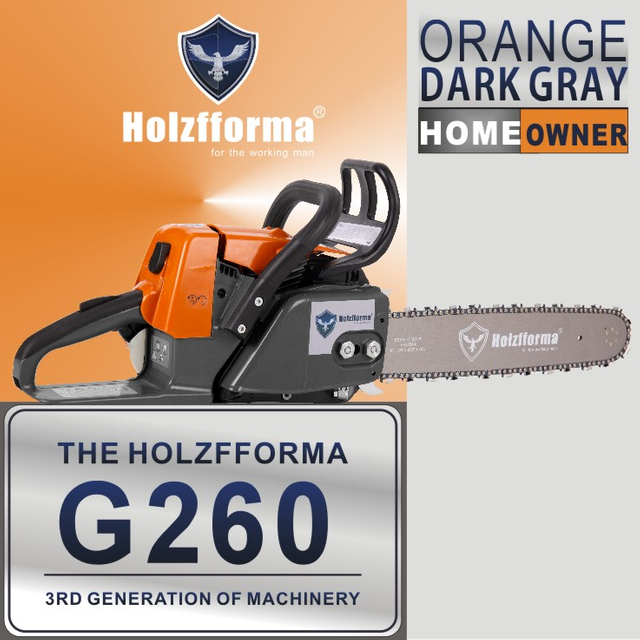 50.2cc Holzfforma® Orange Dark Gray G260 Gasoline Chain Saw Power Head Without Guide Bar and Chain Top Quality By Farmertec All Parts Are For Stihl MS260 026 MS240 024 Chainsaw