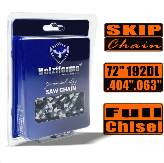 Holzfforma® 72 Inch .404” .063“ 192DL Full Chisel Skip Saw Chain For Holzfforma bar 72inch HF40072 and STL MS880 088 070 090 084 076 075 051 050