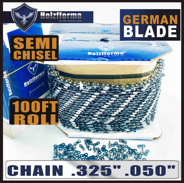 Holzfforma® 100FT Roll .325” .050'' Semi Chisel Saw Chain With 40 Sets Matched Connecting links and 25 Boxes