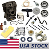 US STOCK - 49mm Cylinder Piston Kit Oil Seal NGK Spark Plug Decompression Valve Engine Pan Cover Oil Hose Line Filter Oil Pump Worm Spring Air Filter Fleece Starter Handle Rope Pulley Combo For Stihl MS290 029 Chainsaw 2-4 Days Delivery Time Fast Shipping For US Customers Only