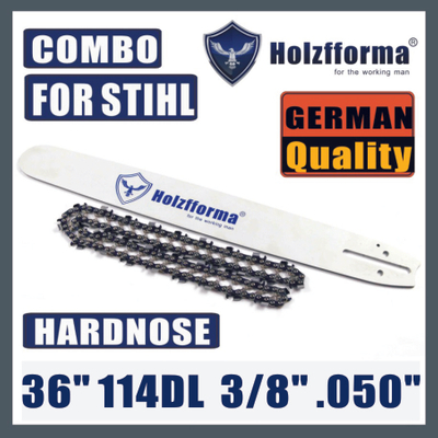 36 Inch 3/8 .050 114DL Full Chisel Saw Chain and Guide Bar