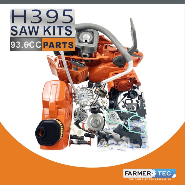 Farmertec Complete Aftermarket Repair Parts Kit For Holzfforma G395XP HUSQVARNA 394 395 394XP 395XP Chainsaw Engine Motor Crankcase Crankshaft Carburetor Fuel Tank Cylinder Piston Ignition Coil Muffler