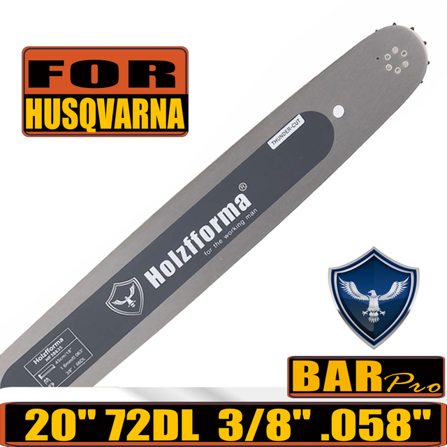 Holzfforma® Pro 3/8 .058 20inch 72 Drive Links Guide Bar For Many Husqvarna Chainsaws like Husqvarna 61 66 266 268 272 281 288 365 372 385 390 394 395 480 562 570 575
