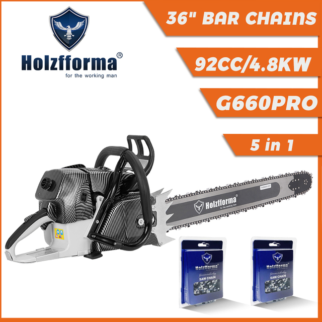 Holzfforma 92cc Holzfforma G660 PRO Chainsaw Power Head 36" Bar Standard Ripping Skip Chain