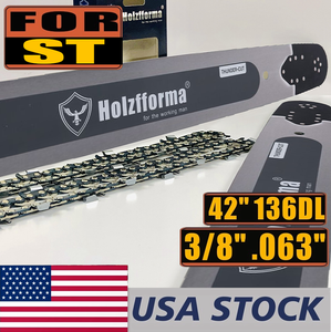 US STOCK - Holzfforma® Pro 42 Inch 3/8 .063 136DL Solid Bar & Full Chisel Chain Combo For Stihl MS440 MS441 MS460 MS461 MS660 MS661 MS650 066 065 064 2-4 Days Delivery Time Fast Shipping For US Customers Only