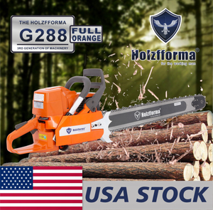 US STOCK - 87cc Holzfforma® Full Orange G288 Gasoline Chain Saw Power Head Without Guide Bar and Chain Top Quality By Farmertec All parts are For Husqvarna 288 Chainsaw 2-4 Days Delivery Time Fast Shipping For US Customers Only