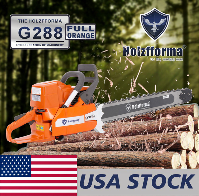 US STOCK - 87cc Holzfforma® Full Orange G288 Gasoline Chain Saw Power Head Without Guide Bar and Chain Top Quality By Farmertec All parts are For Husqvarna 288 Chainsaw 2-4 Days Delivery Time Fast Shipping For US Customers Only