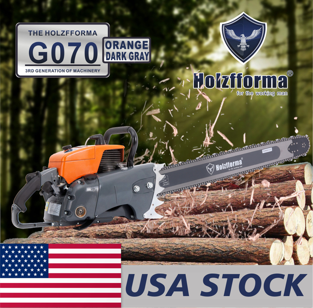 US Stock - 105cc Holzfforma® Orange Dark Gray G070 Gasoline Chain Saw Power Head Only Without Guide Bar and Saw Chain All Parts Are For 070 090 MAGNUM Chainsaw