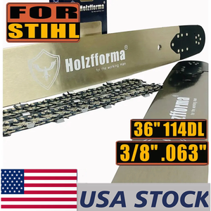 US STOCK - Holzfforma® Pro 36 Inch 3/8 .063 114DL Solid Bar & Full Chisel Chain Combo For ST MS440 MS441 MS460 MS461 MS660 MS661 MS650 066 065 064