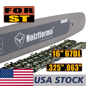 US STOCK - Holzfforma® 16 inch Guide Bar & Saw Chain Combo .325 .063 67DL For Stihl 024 026 028 029 030 031 032 034 036 039 040 041 042 044 045 046 048 056 064 066 MS290 MS291 MS310 MS311 MS341 MS360 MS361 MS362 MS390 MS391 MS440 MS441 MS460 Chainsaw 2-4 Days Delivery Time Fast Shipping For US Customers Only