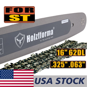 US STOCK - Holzfforma® 16Inch Guide Bar &Saw Chain Combo .325 .063 62DL For Stihl Chainsaw MS170 MS180 MS181 MS190 MS191T MS192T MS200 MS200T MS210 MS211 MS230 MS250 017 018 020 021 023 025 2-4 Days Delivery Time Fast Shipping For US Customers Only