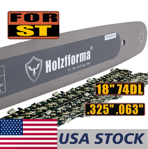 US STOCK - Holzfforma® 18Inch Guide Bar & Saw Chain Combo .325 .063 74DL For Stihl Chainsaw MS260 MS261 MS270 MS271 MS280 MS290 MS311 MS360 024 026 028 029 030 031 032 034 036 2-4 Days Delivery Time Fast Shipping For US Customers Only