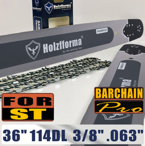 Holzfforma® Pro 36 Inch 3/8 .063 114DL Solid Bar & Full Chisel Chain Combo For Stihl MS440 MS441 MS460 MS461 MS660 MS661 MS650 066 065 064