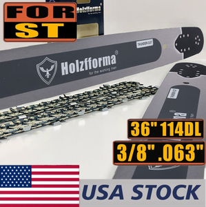 US STOCK - Holzfforma® Pro 36 Inch 3/8 .063 114DL Solid Bar & Full Chisel Chain Combo For ST MS440 MS441 MS460 MS461 MS660 MS661 MS650 066 065 064