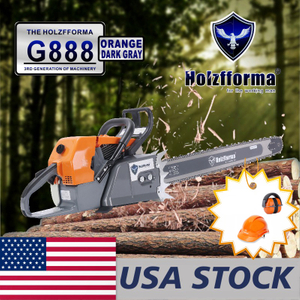 US STOCK - 122cc Holzfforma® G888 Gasoline Chain Saw Power Head With Hearing Protectors Helmet Without Guide Bar and Chain 2-4 Days Delivery Time F