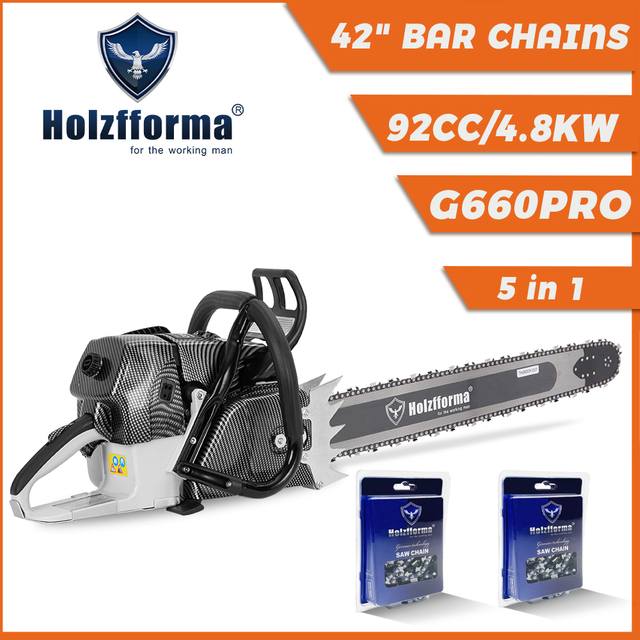 92cc Holzfforma G660 PRO Chainsaw Power Head 42" Bar Standard Ripping Skip Chain