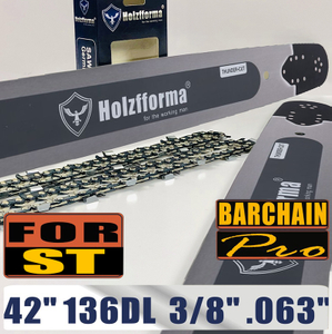 Holzfforma® Pro 42 Inch 3/8 .063 136DL Solid Bar & Full Chisel Chain Combo For Stihl MS440 MS441 MS460 MS461 MS660 MS661 MS650 066 065 064