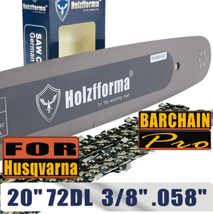 Holzfforma® 20 Inch Guide Bar &Saw Chain Combo 3/8 .058 72DL For Husqvarna Chainsaw 61 66 266 268 272 281 288 365 372 385 390 394 395 480 562 570 575