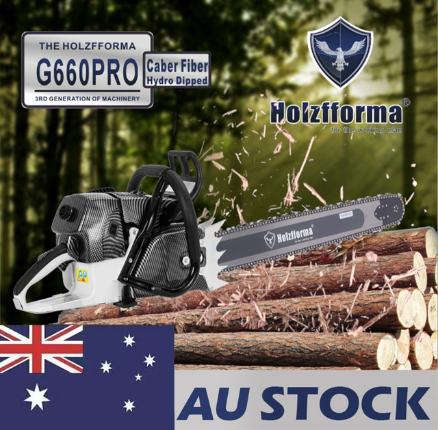 AU STOCK only to AU ADDRESS - 92cc Holzfforma G660 PRO Top Grade Chainsaw Power Head With Walbro Carburetor Italy Tech Nikasil Cylinder Meteor Piston Caber Ring NGK Plug Tank Protective Guard Wrap Around Handle Bar Larger and Stronger Sprocket Cover 2-4 Days Delivery Time Fast Shipping For AU Customers Only