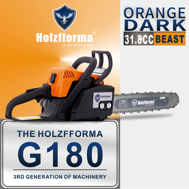 31.8cc Holzfforma® Blue Thunder G180 Gasoline Chain Saw Power Head Orange Black Color Only Without Guide Bar and Saw Chain All Parts Are For MS180 018 Chainsaw