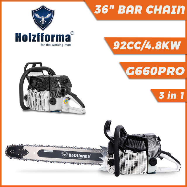 Holzfforma G660PRO 92cc 4.8kw Gasoline Chainsaw With 3/8".063" 36inch 114DL Guide Bar And Chain