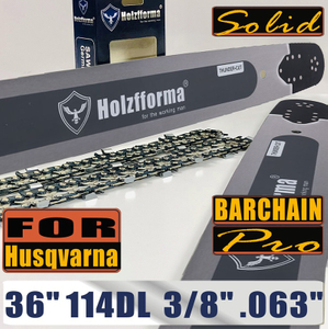 Holzfforma® Pro 36 Inch 3/8 .063 114DL Solid Bar & Full Chisel Chain Combo For Husqvarna 61 66 262 xp 266 268 272 xp 281 288 362 365 372 xp 385 390 394 395 480 562 570 575 3120 XP
