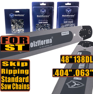 Holzfforma 48inch 404” .063” 138DL Guide Bar & Standard Chain & Ripping Chain & Skip Chain Combo For Stihl MS880 088 070 090 084 076 075 051 050 Chainsaw