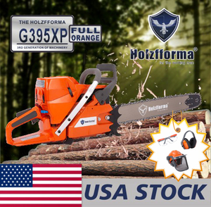 US STOCK - 93.6cc Holzfforma® G395XP Gasoline Chain Saw With Protective Glasses Hearing Protectors Helmet Without Guide Bar & Chain 2-4 Days Delivery Time Fast Shipping For US Customers Only