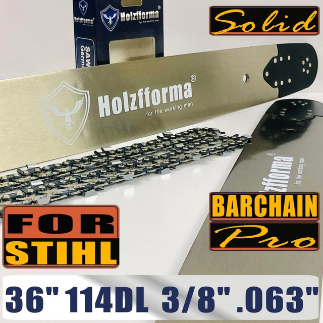 Holzfforma® Pro 36 Inch 3/8 .063 114DL Solid Bar & Full Chisel Chain Combo For ST MS440 MS441 MS460 MS461 MS660 MS661 MS650 066 065 064
