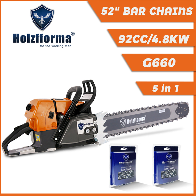 Holzfforma 92CC G660 Gas Chainsaw Power Head With 52" Guide Bar 3PCS Chain For MS660 066