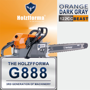 122cc Holzfforma® Orange Dark Gray G888 Gasoline Chain Saw Power Head Without Guide Bar and Chain Produced By Farmertec All parts are Compatible With MS880 088 Chainsaw
