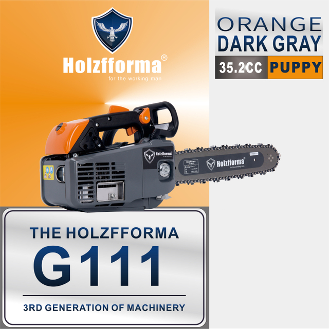 35.2cc Holzfforma® G111 Top Handle Gasoline Chain Saw Orange Dark Gray Power Head Only Without Guide Bar and Saw Chain All Parts Are For MS200T 020T Chainsaw