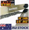 AU STOCK - Holzfforma® Pro 36 Inch 3/8 .063 114DL Solid Bar & Full Chisel Chain Combo For ST MS440 MS441 MS460 MS461 MS660 MS661 MS650 066 065 064