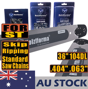 AU STOCK only to AU ADDRESS - Holzfforma® Pro 36 Inch .404 .063 104DL Solid Guide Bar & Standard Chain & Semi Chisel Ripping Chain & Full Chisell Skip Chain Combo For Stihl 088 MS880 070 090 084 076 075 051 050 Chainsaw 2-4 Days Delivery Time Fast Shipping For AU Customers Only