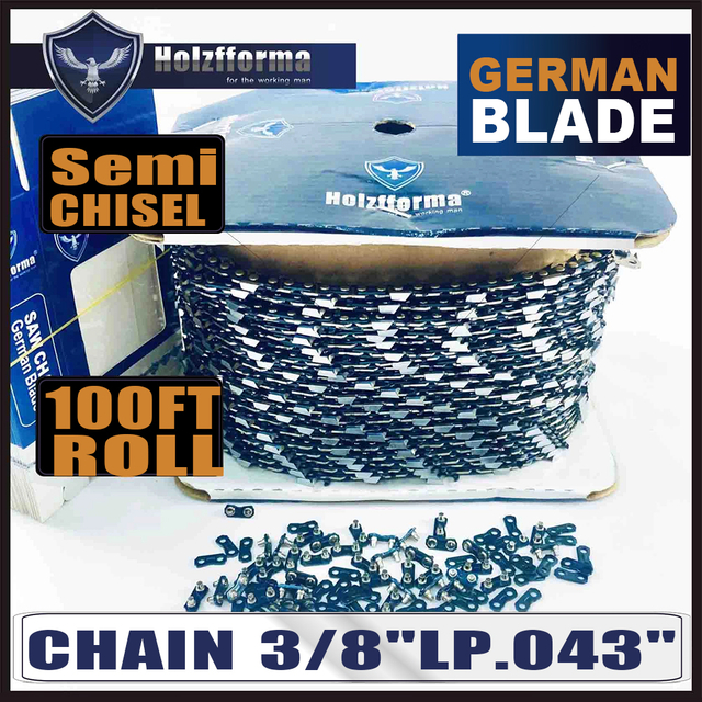 Holzfforma® 100FT Roll .3/8''LP .043'' Semi Chisel Saw Chain 40 Sets Matched Connecting links and 25 Boxes
