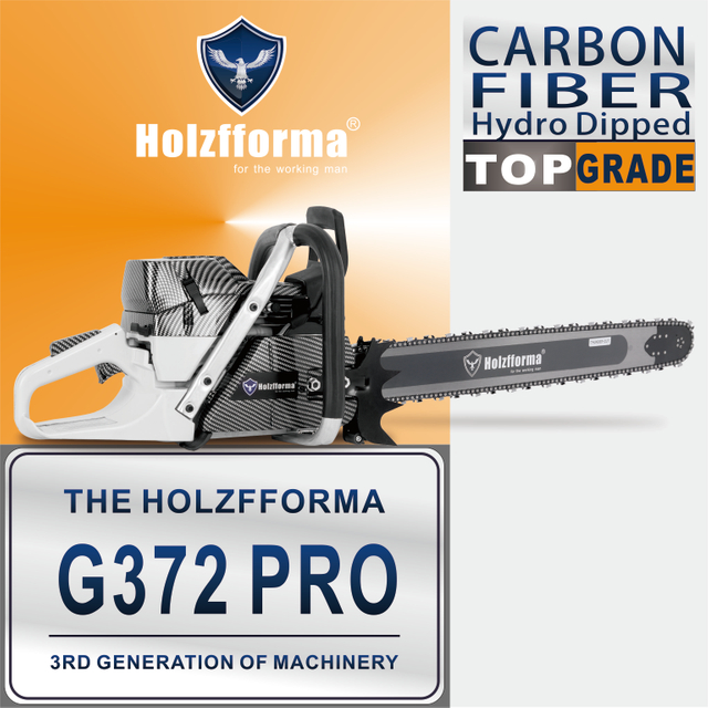 71cc Holzfforma G372 PRO Top Grade Chainsaw With Walbro Carburetor Italy Tech Nikasil Cylinder Meteor Piston Caber Ring NGK Plug Double Bumper Strips Wrap Around Handle Bar