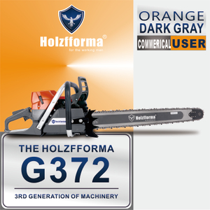 71cc Holzfforma® Orange Dark Gray G372 Gasoline Chain Saw Power Head 50mm Bore Without Guide Bar and Chain Top Quality By Farmertec All Parts Are For Husqvarna 372XP Chainsaw With Wrap Around Handle Bar