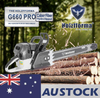 AU STOCK only to AU ADDRESS - 92cc Holzfforma G660 PRO Top Grade Chainsaw Power Head With Walbro Carburetor Italy Tech Nikasil Cylinder Meteor Piston Caber Ring NGK Plug Tank Protective Guard Larger and Stronger Sprocket Cover 2-4 Days Delivery Time Fast Shipping For AU Customers Only