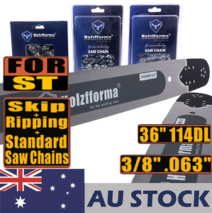 AU STOCK only to AU ADDRESS - Holzfforma® Pro 36 Inch 3/8 .063 114DL Solid Bar & Full Chisel Standard Chain & Semi Chisel Ripping Chain & Full Chisell Skip Chain Combo For Stihl MS440 MS441 MS460 MS461 MS660 MS661 MS650 066 065 064 Chainsaw 2-4 Days Delivery Time Fast Shipping For AU Customers Only