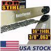 US STOCK - Holzfforma® Pro 36 Inch 3/8 .063 114DL Solid Bar & Full Chisel Chain Combo For Stihl MS440 MS441 MS460 MS461 MS660 MS661 MS650 066 065 064 Chainsaw 2-4 Days Delivery Time Fast Shipping For US Customers Only